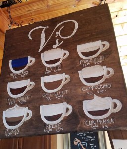 Coffee Bar at V's Coffee Shoppe Menu